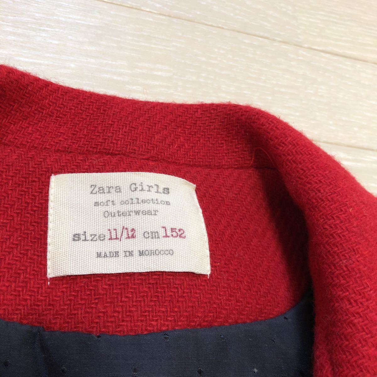 ZARA girl Zara девушка девочка шерстяное пальто жакет шерсть красный красный размер 11/12 152cm прекрасный товар 