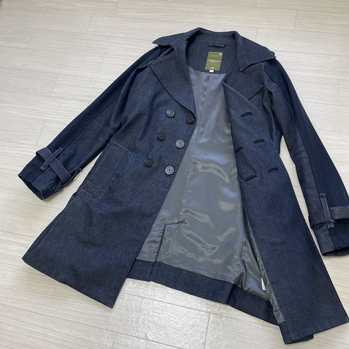 G-STAR RAW DUTY CLASSIC TRENCH デニム トレンチコート ジースターロゥ ネイビー レディース サイズ XS 美品_画像7