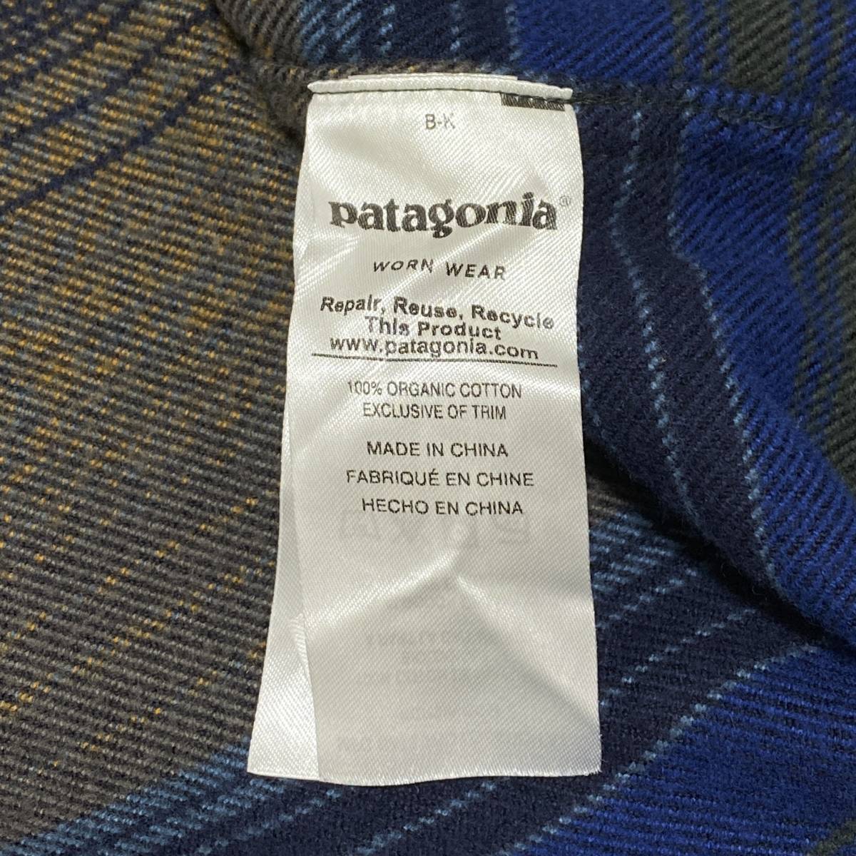 patagonia パタゴニア 54130 フィヨルド フランネル シャツ M 青系 メンズ オーガニックコットン FA17 24-0109_画像5