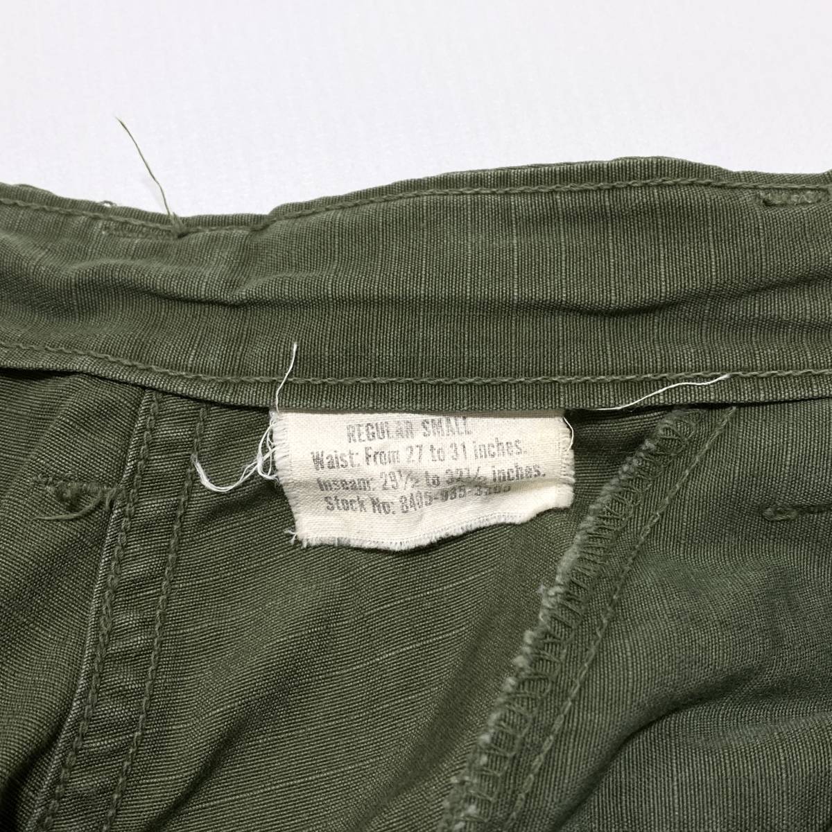 60s 米軍実物 TROUSERS, MEN’S, COMBAT, TROPICAL カットオフ カーゴパンツ R-S OD メンズ ジャングルファティーグ ビンテージ 24-0123の画像4