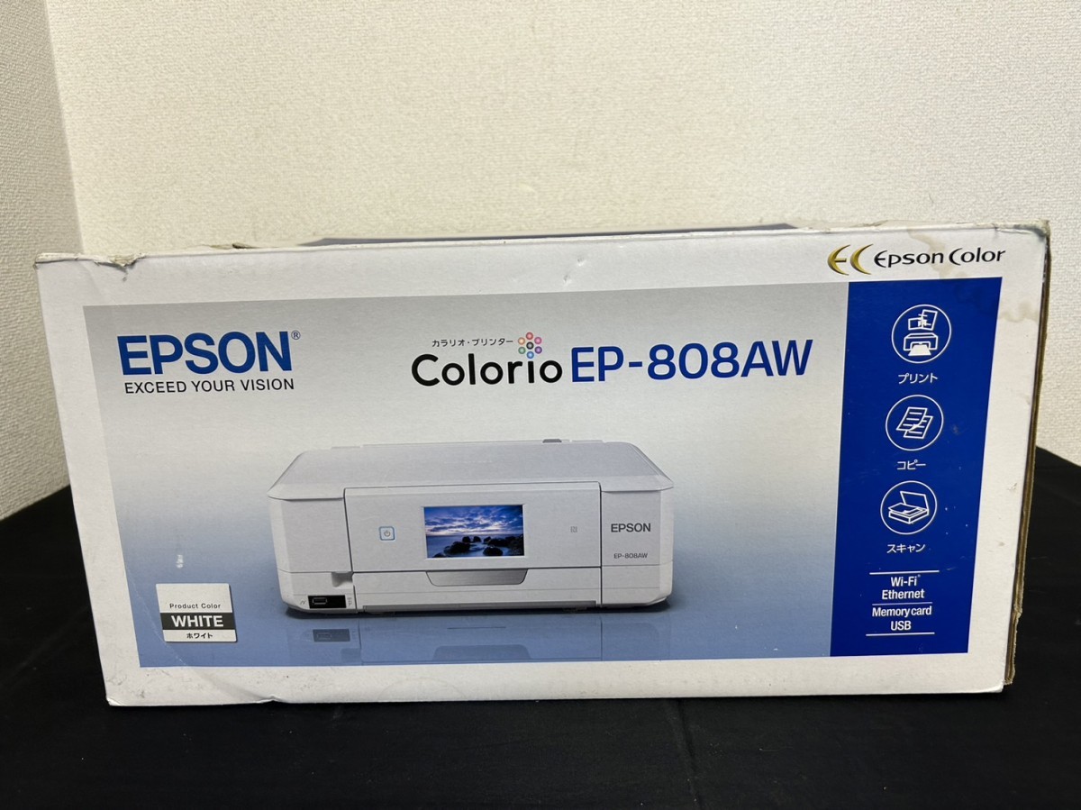 A3　EPSON　エプソン　EP-808AW　インクジェットプリンター　通電確認済み　2015年製　複合機　元箱付　現状品_画像1