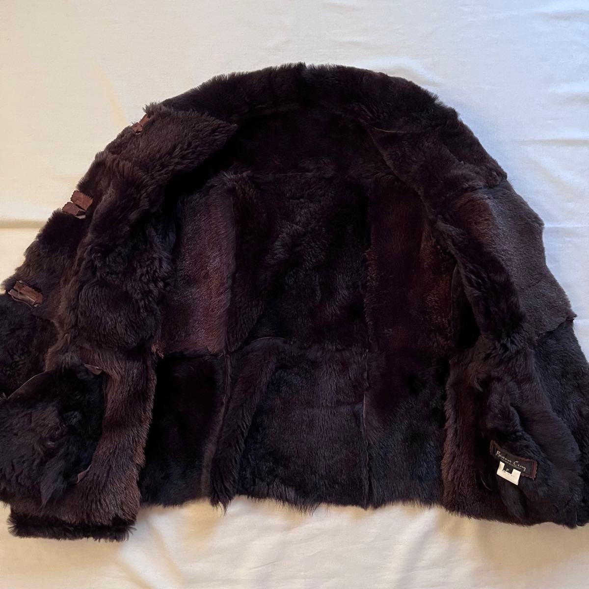 羊革　リアルムートン　コート　mouton coat ジャケット  ペプラム　アウター　leather ブラウン　フレア　防寒