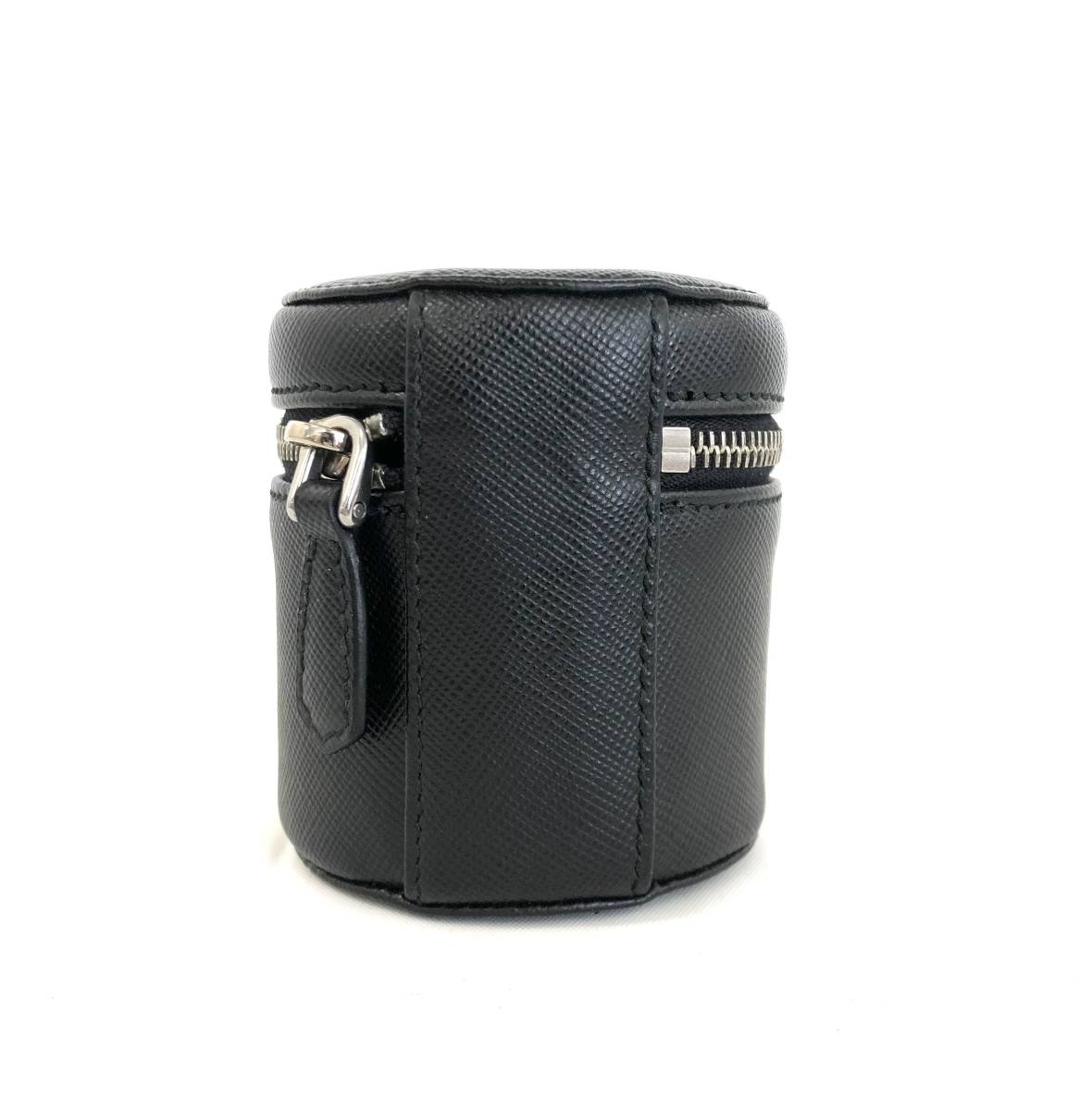 T01/036 PRADA Prada тубус форма кожа сумка бардачок серебряный металлические принадлежности черный 