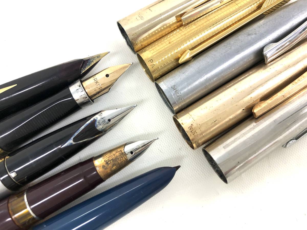 T01/073 MONTBLANC モンブラン SHEAFFER PARKER Wing Sung RAINBOW など 筆記用具セット 10点 万年筆 ボールペン 585 18K 750 14K_画像2