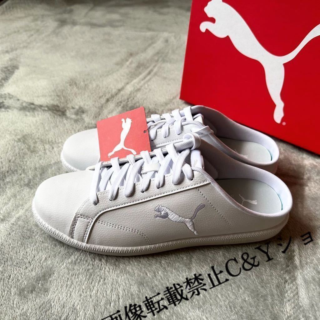 25.5cm 新品 PUMA プーマ ミュール スリッポン 白 ホワイト スマッシュ キャット SL スニーカー シューズ サンダル メンズ 394188-01_画像1