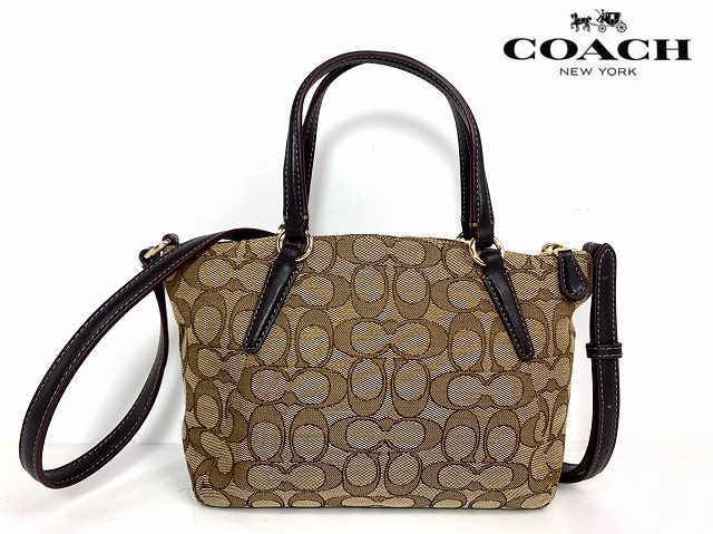 新品同様★送料無料★ コーチ COACH シグネチャー ミニ ケルシー サッチェル 2Way ショルダーバッグ ハンドバッグ