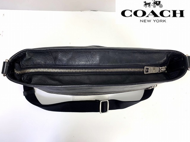 美品★送料無料★ コーチ COACH メンズ シグネチャー カーフ レザー サム クロスボディー バッグ ショルダー バッグ ブラック_画像5