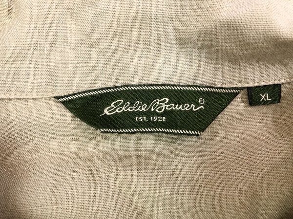 Eddie Bauer エディーバウアー リネン混 ポケット付き 薄手 ジャケットコート 羽織り 大きいサイズ XL ベージュ_画像2