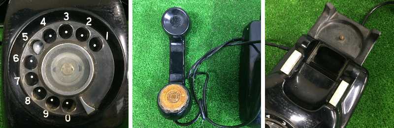 □ 【ジャンク】 黒電話 ダイヤル式 電話機 600-A1 600-A2 1970年製 1968年製 昭和レトロ アンティーク まとめてセット 14-5_画像6