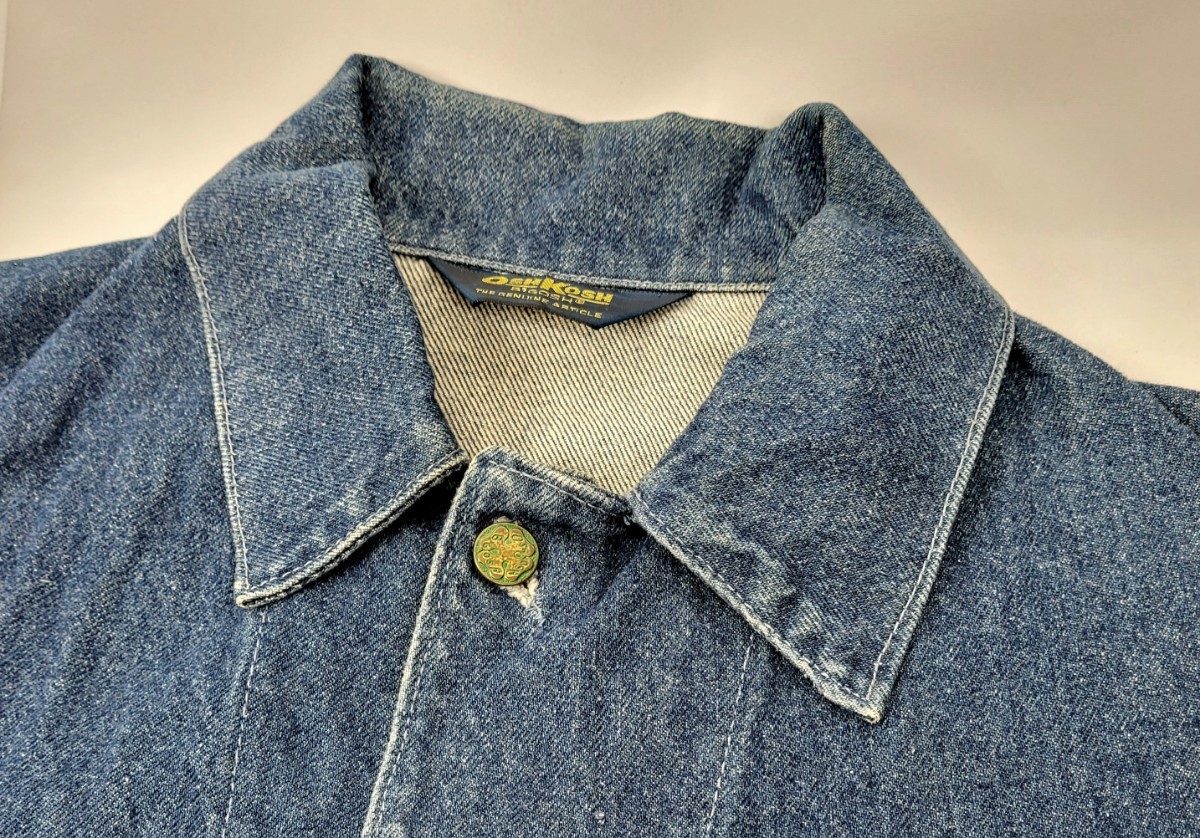 美品 90s USA製 Oshkosh Bgosh デニムカバーオール XL 程度 90年代 オシュコシュ デニムジャケット ビンテージ ワークジャケットの画像6