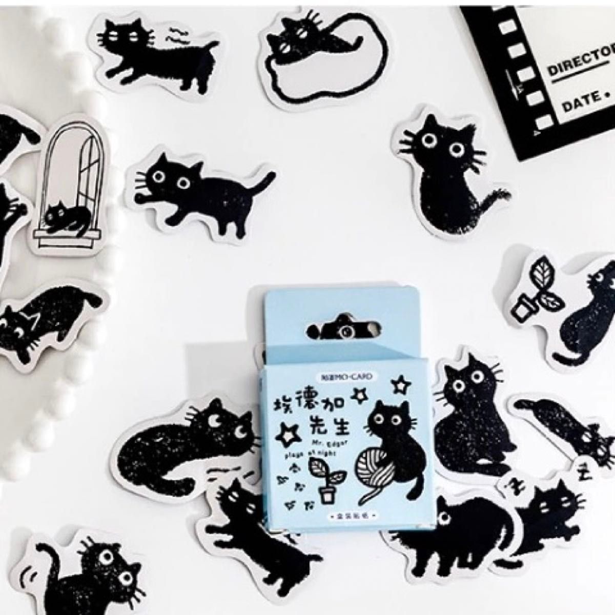 黒猫 クロネコ 猫 フレークシール ステッカー シール 素材 【No.53】