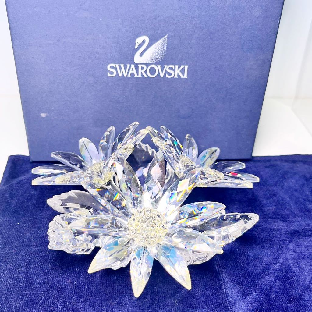 ☆ スワロフスキー クリスタル フラワー オブジェ W15.5cm （箱付）SWAROVSKI 花 置物