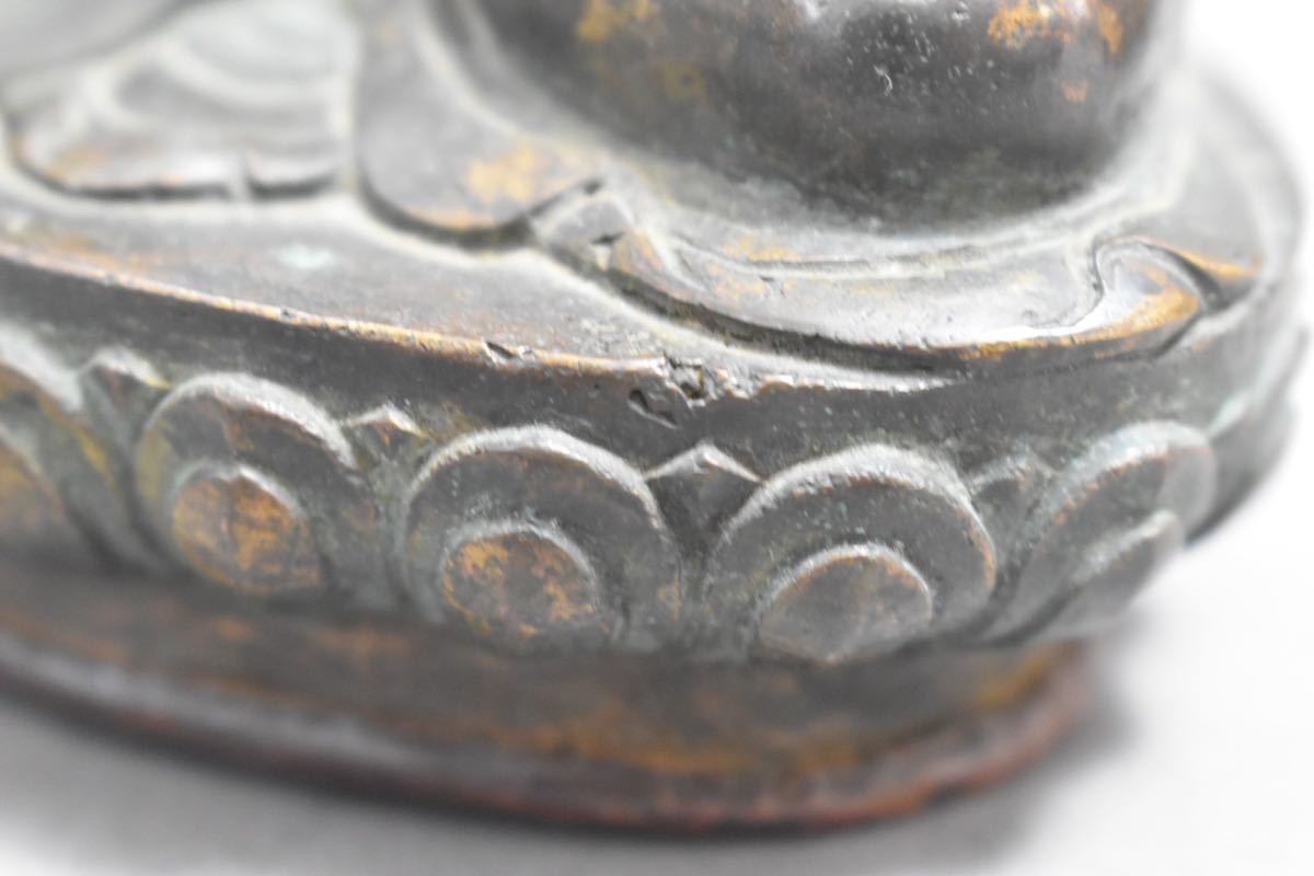 【英】1476 時代 銅鍍金仏坐像 仏教美術 中国 朝鮮 銅製 銅器 佛像 置物 骨董品 美術品 古美術 時代品_画像7