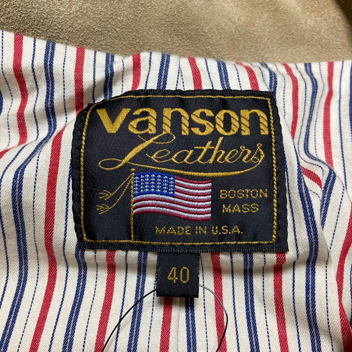 【美品】VANSON バンソン サードタイプ スエードジャケット ライダース ベージュスエード サイズ40_画像3