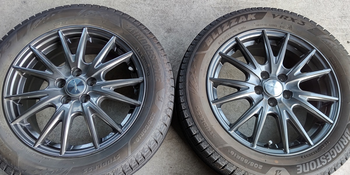 山口)Weds VELVA SPORT 16インチ 6.5J+47 5H/100 BS BLIZZAK VRX3 205/55R16 中古 4本 【送料別途】 ▲C240114N05 MA14C_画像3