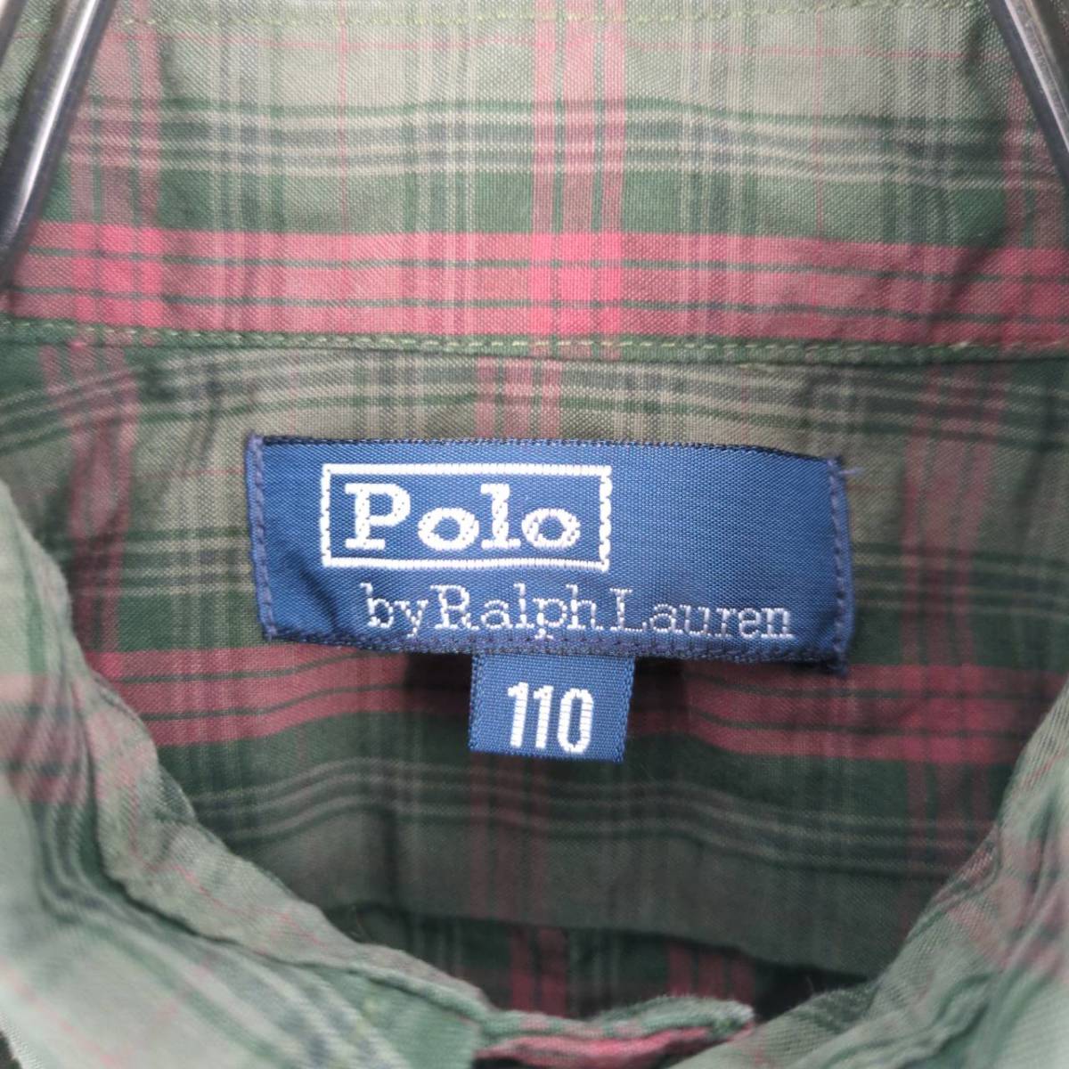 110 POLO Ralph Lauren シャツ カーキ チェック柄 長袖 キッズ リユース ultraｍto sh0410