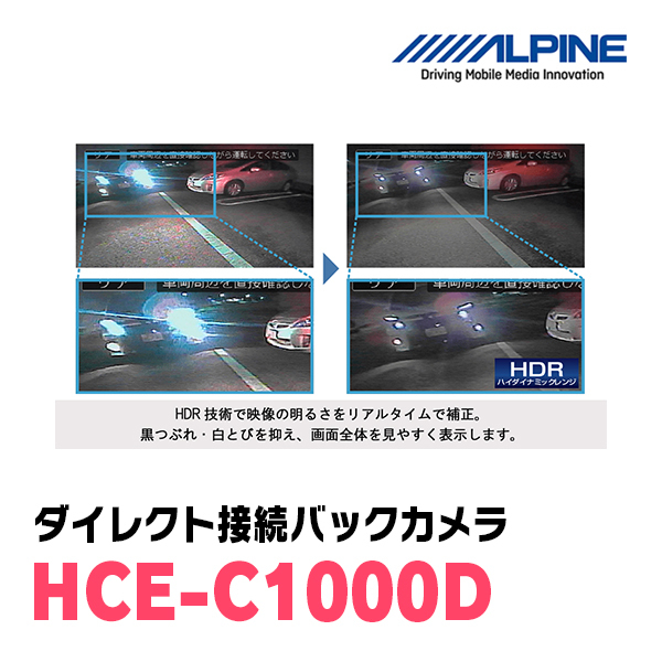 アルパイン / HCE-C1000D ALPINE製ナビ専用/ダイレクト接続バックカメラ(ブラック) の画像2