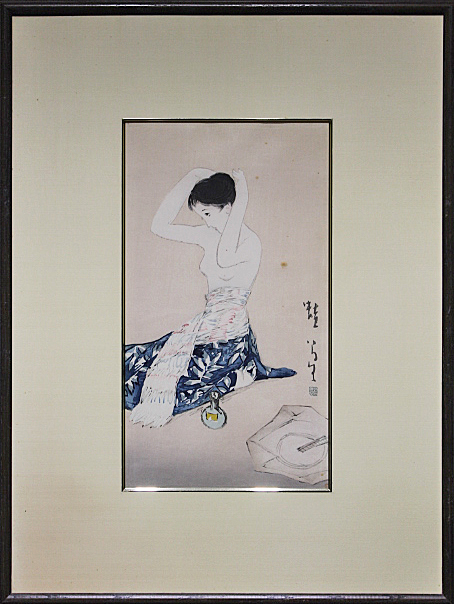 ■竹久夢二 【蛙】 京都版画院 木版画 刷込みサイン 印章有り _画像2