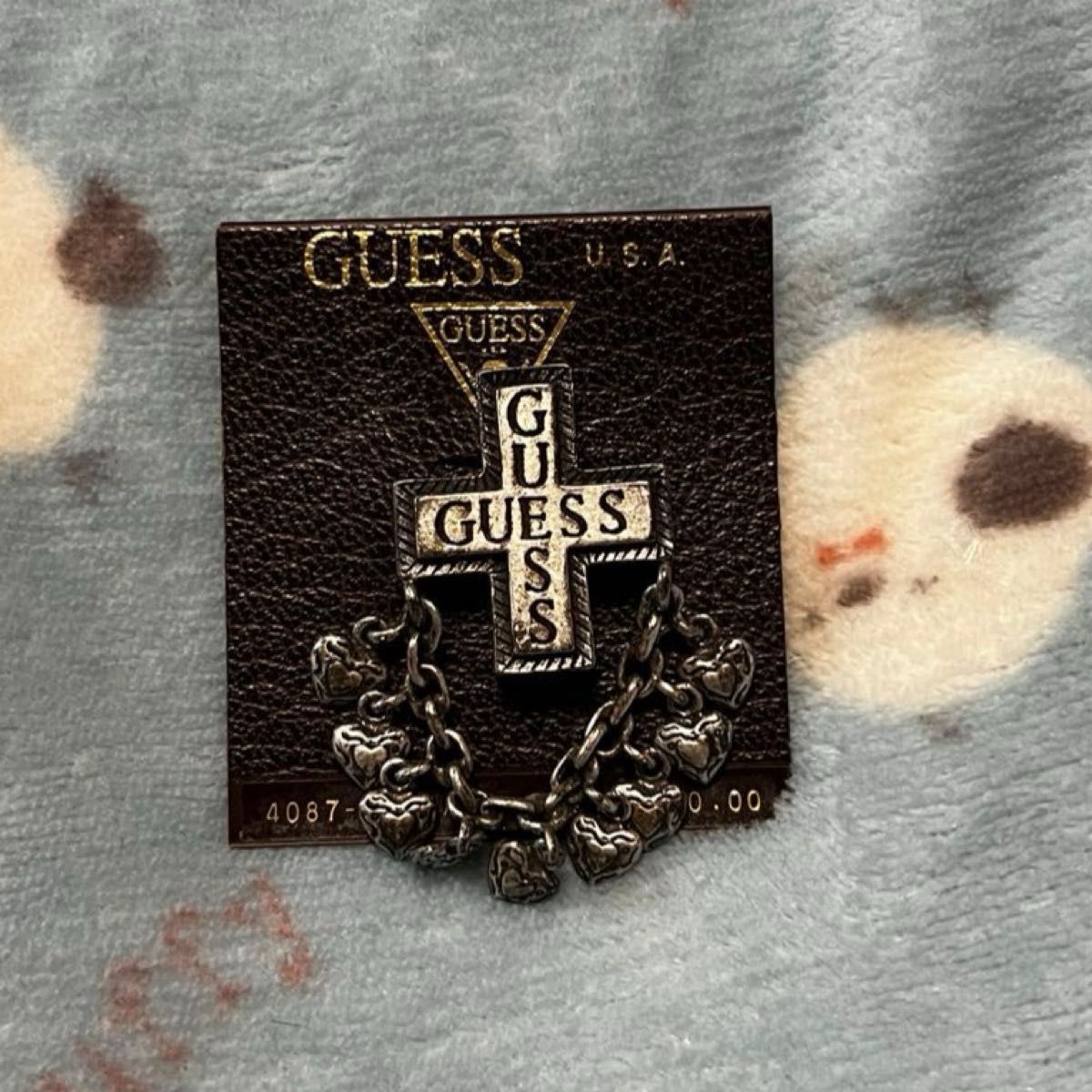 GUESS クロス&ハート アンティークブローチ