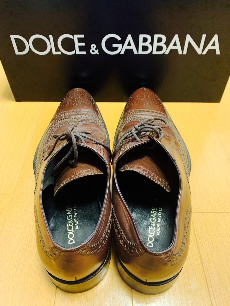 【DOLCE&GABBANA】 レザーシューズ　ドレスシューズ　 ブラウン　 革靴　本革　サイズ7