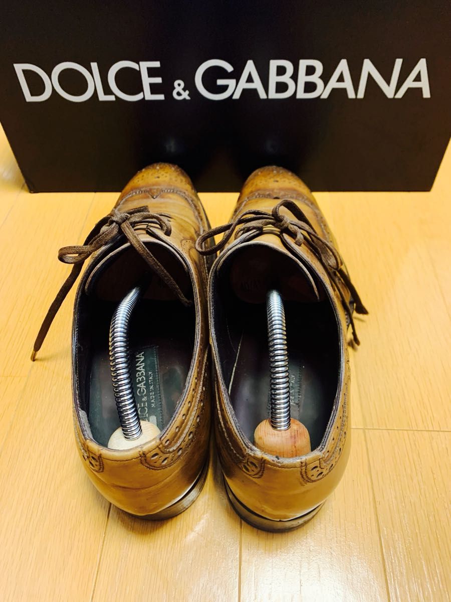 【DOLCE&GABBANA】 ドレスシューズ ウイングチップ 革靴 本革 ITALY製 ビジネスシューズ ブラウン　サイズ7