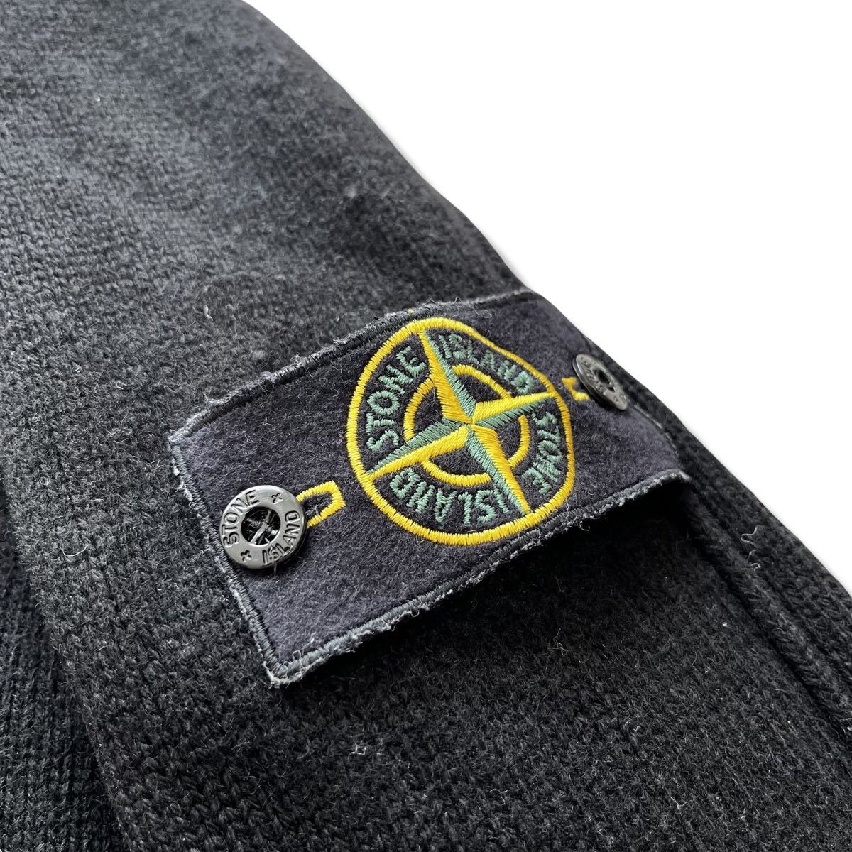 [2007AW]STONE ISLAND( Stone Islay ndo) шерсть вязаный f-teto жакет черный 2XL свитер Zip Parker chunijia производства 