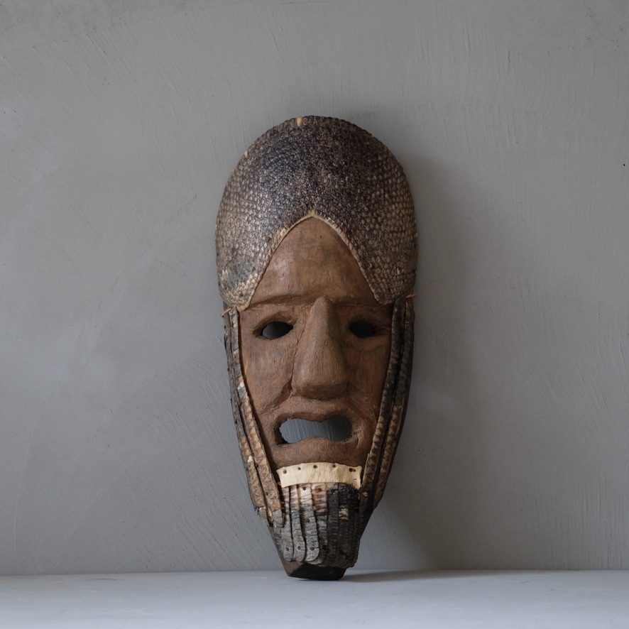 02815 メキシコ 木彫りのマスク / 木彫 彫刻 仮面 アート 芸美術 古道具 アンティーク