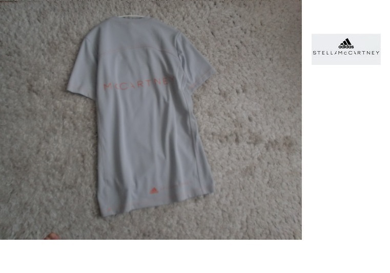 定価1.1万 adidas by Stella McCartney コラボ ゆったり♪オーガニックコットン ロゴ Tシャツ チュニック ライトグレー M OT 新品同様_画像6