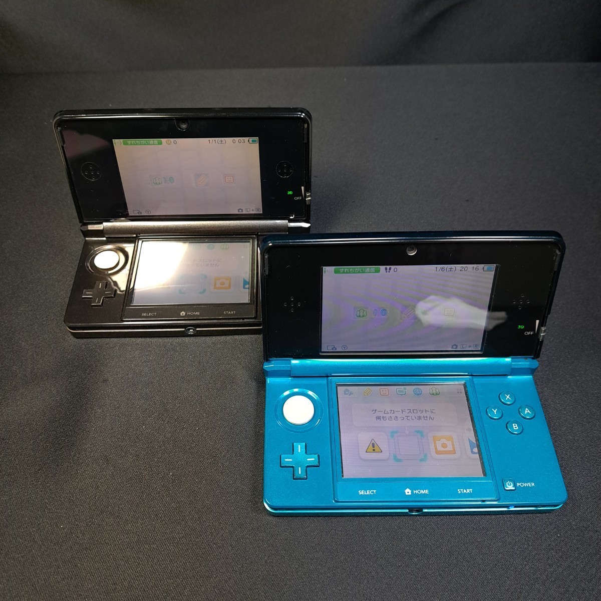 通電OK！3DS 2台まとめて/ブラック黒/エメラルドグリーン緑※青く写ってます/ソフト読み込みOK/ニンテンドー/ニンテンドー/Nintendo_画像3