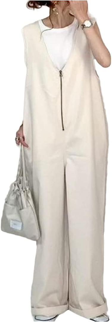 【F】サロペットパンツ ベージュ レディース　パンツ　可愛い　おしゃれ　体型　白　人気　モデル 体型カバー トレンドカラー 大きいサイズ_画像1