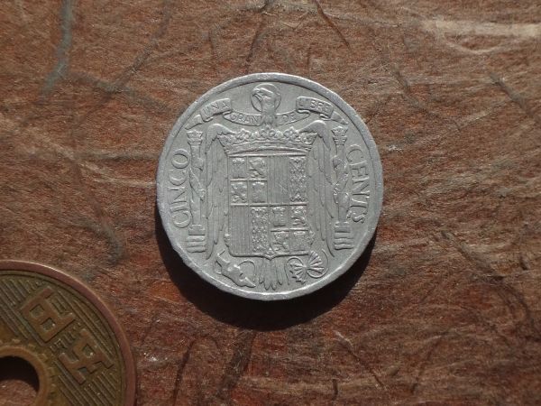 スペイン　5Centimos　アルミ　1940年　KM#765　(20.3mm, 1.1g)_画像2