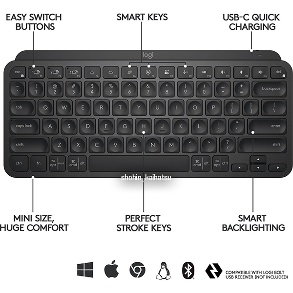 送料無料 即納 新品未開封 ロジテック MX keys mini US配列 海外限定 キーボード ブラック _画像4