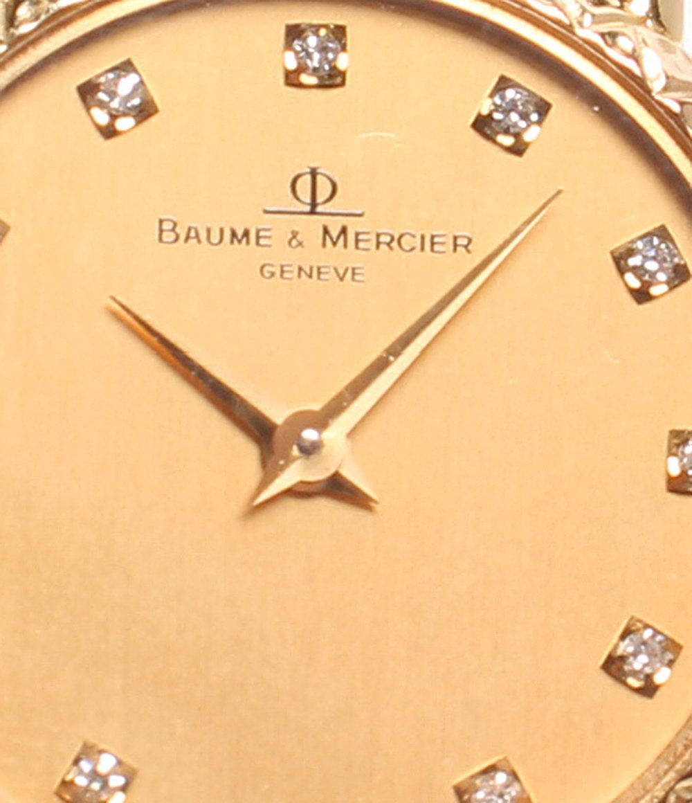  есть перевод наручные часы 18K YG 12P diamond 16662 кварц Gold женский BAUME&MERCIER [0502]