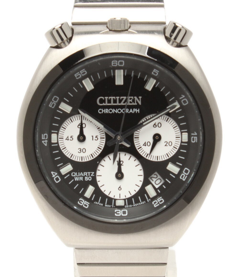 シチズン 腕時計 AN3660-81E TSUNO CHRONO ツノクロノ レコードレーベル クオーツ ブラック メンズ CITIZEN [0304初]_画像1