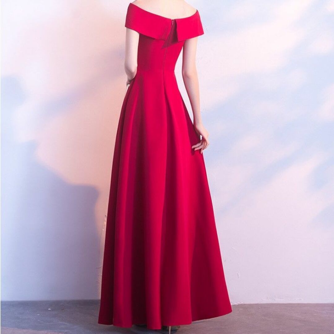 L long dress red off shoulder long height musical performance . dress lady`s presentation stage costume A line dress musical performance . presentation stage 