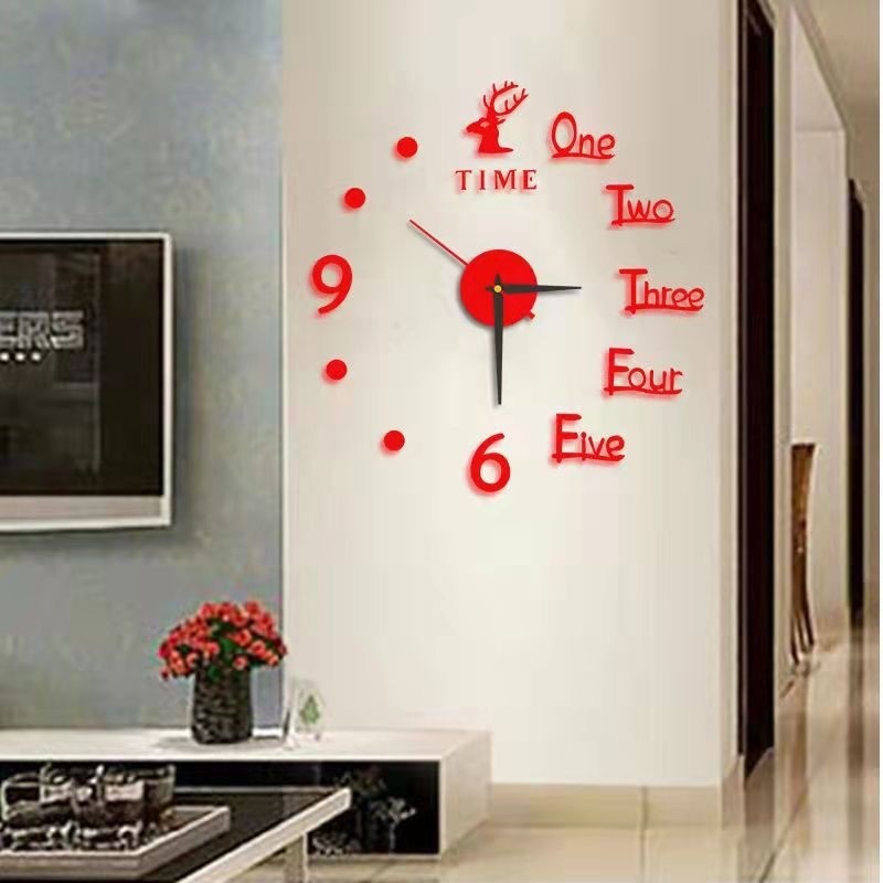 ウォールクロック レッド 40×40 手作り時計 新生活 壁掛け時計 手作り 時計 アナログ時計 インテリア ウォールステッカー シールの画像3