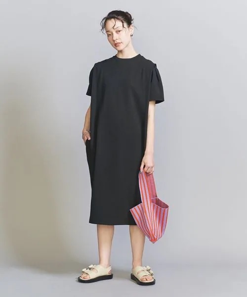 【WEB限定】BEAUTY&YOUTH UNITED ARROWS アローズ 23SS タックショートスリーブワンピース 1枚で主役級 手洗い可 BLACK Free 定価9,900円_画像2