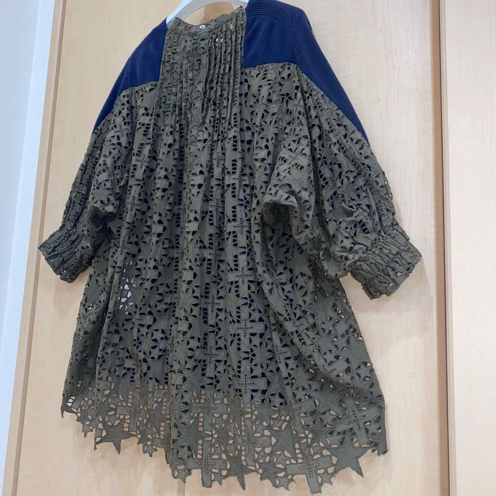 7万5千 矢田 亜希子】 sacai サカイ 星 レース ニット シャツ 7万5千 矢田 亜希子】 sacai サカイ 星 レース ニット シャツ
