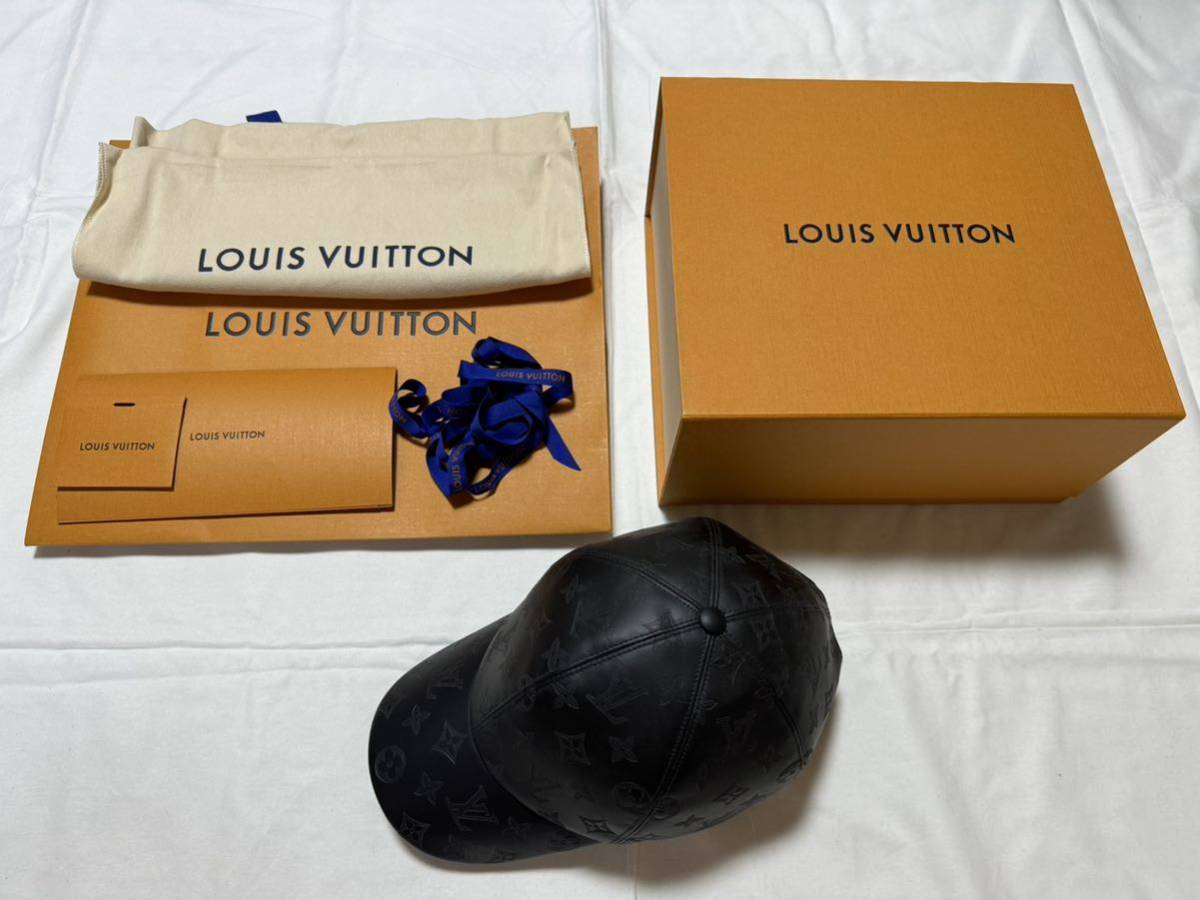 LOUIS VUITTON キャップ モノグラム シャドー M76985 サイズ62 ルイ ヴィトン キャスケット 帽子 Cap レザー_画像5
