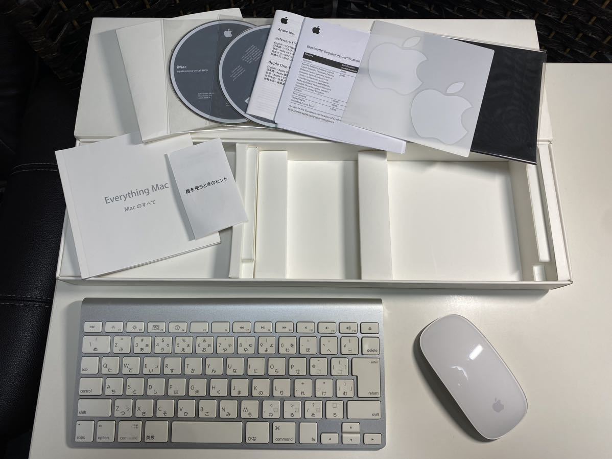 【1円】 Apple wireless keyboard A1314 Magic Mouse A1296 ワイヤレスキーボード マジックマウス iMac付属品 通電OK アップル _画像1