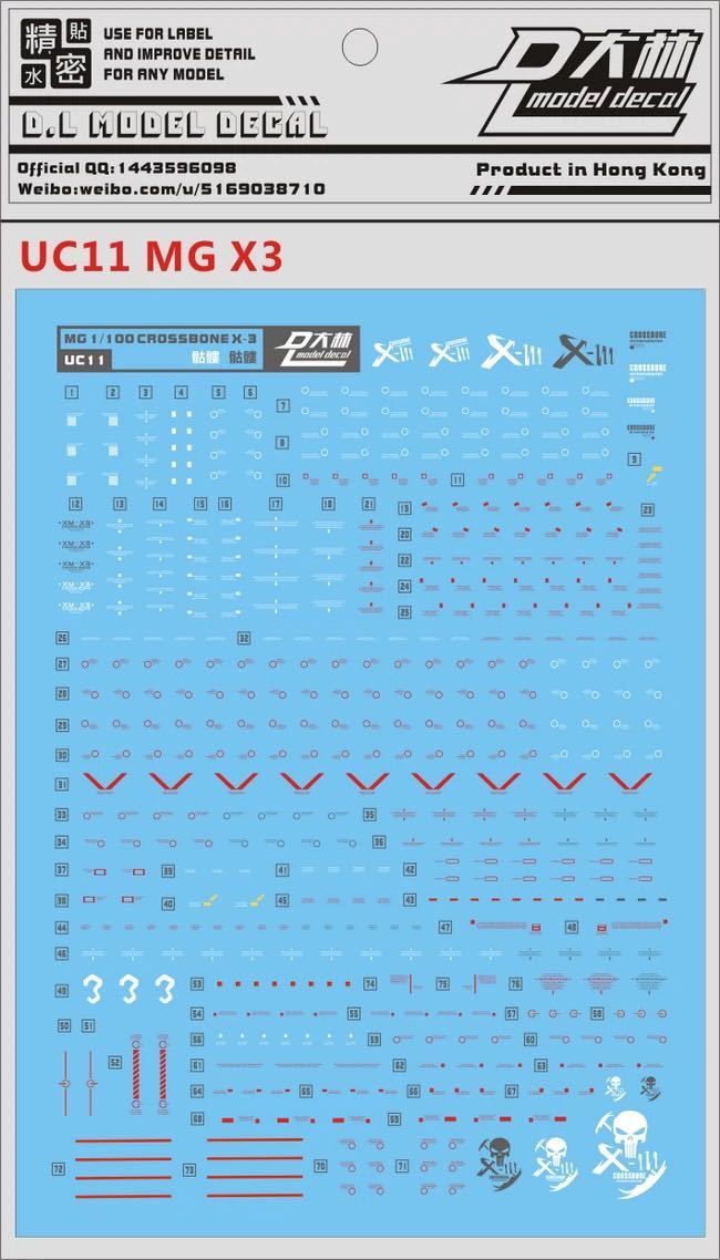 MG 1/100 クロスボーンガンダムX3用水転写式デカール　並行輸入品_画像1