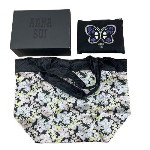 ★【ANNA SUI/アナスイ】エコバッグ 花柄 フラワー 蝶々 元箱付き 美品 ファッション カバン レディース コレクション★13657_画像1