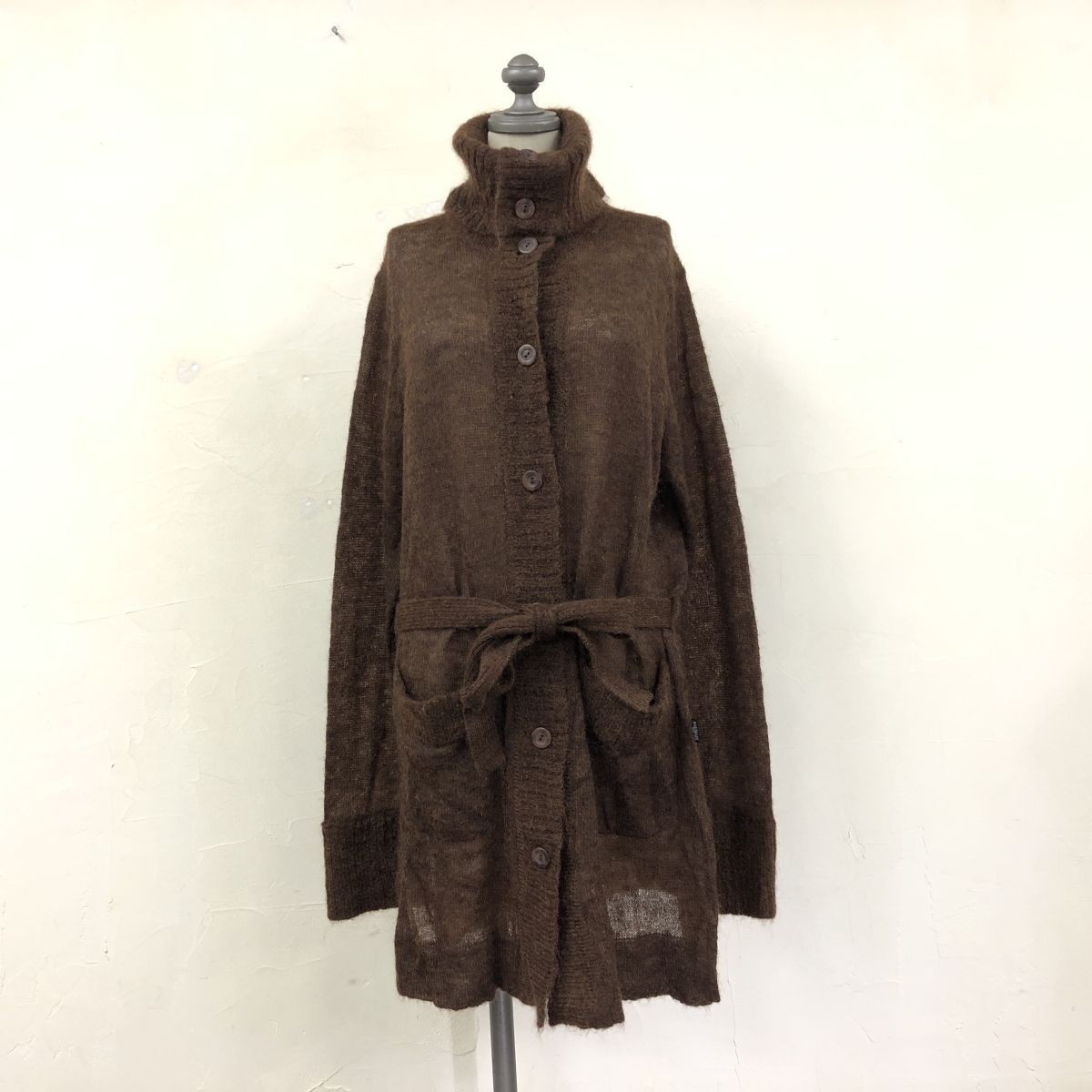 D2440-N◆old◆ BALMAIN バルマン キッドモヘヤカーディガン ジャケット ロング レディース ◆size40 ブラウン ウール_画像2