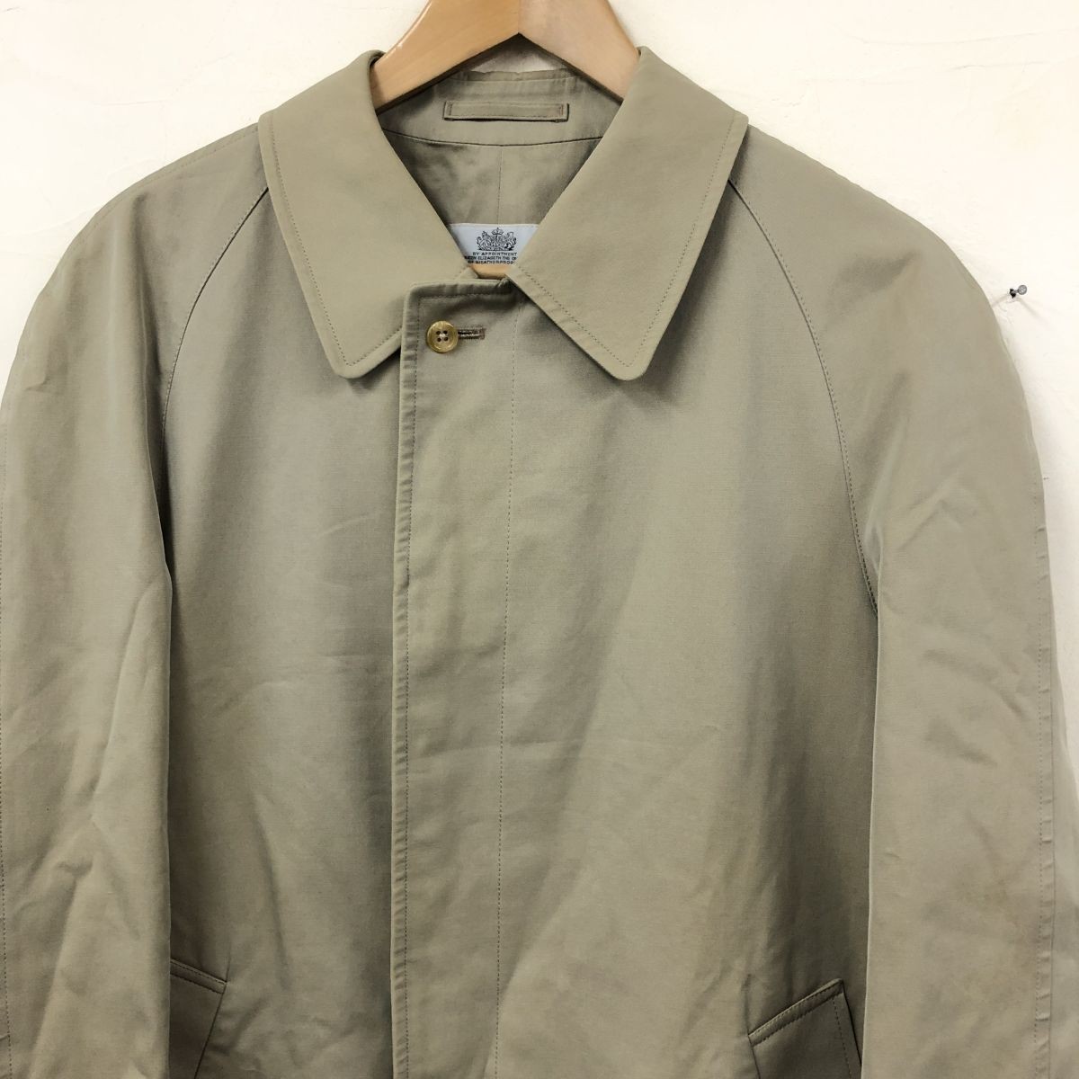 D2348-F◆ 70s~80s ◆ イギリス製 ◆ Aquascutum アクアスキュータム ステンカラーコート old ◆ コットン ベージュ 古着 メンズ 秋冬_画像3