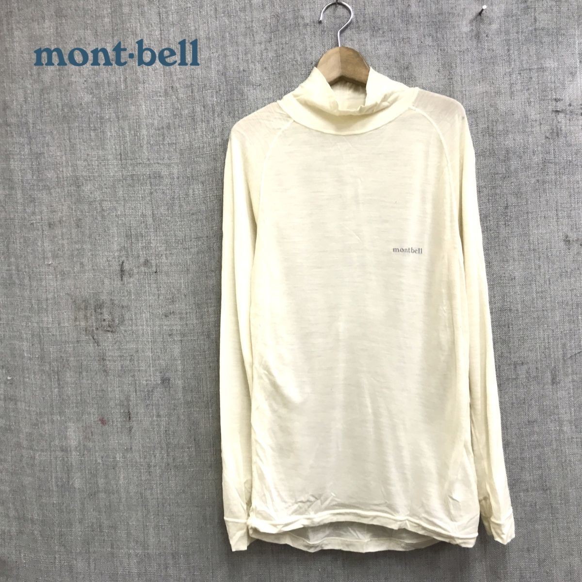 D1935-N◆ mont-bell モンベル スーパーメリノウール L.W. タートルネックシャツ Women's アンダー◆ sizeL ホワイト系 ウール ポリ_画像1