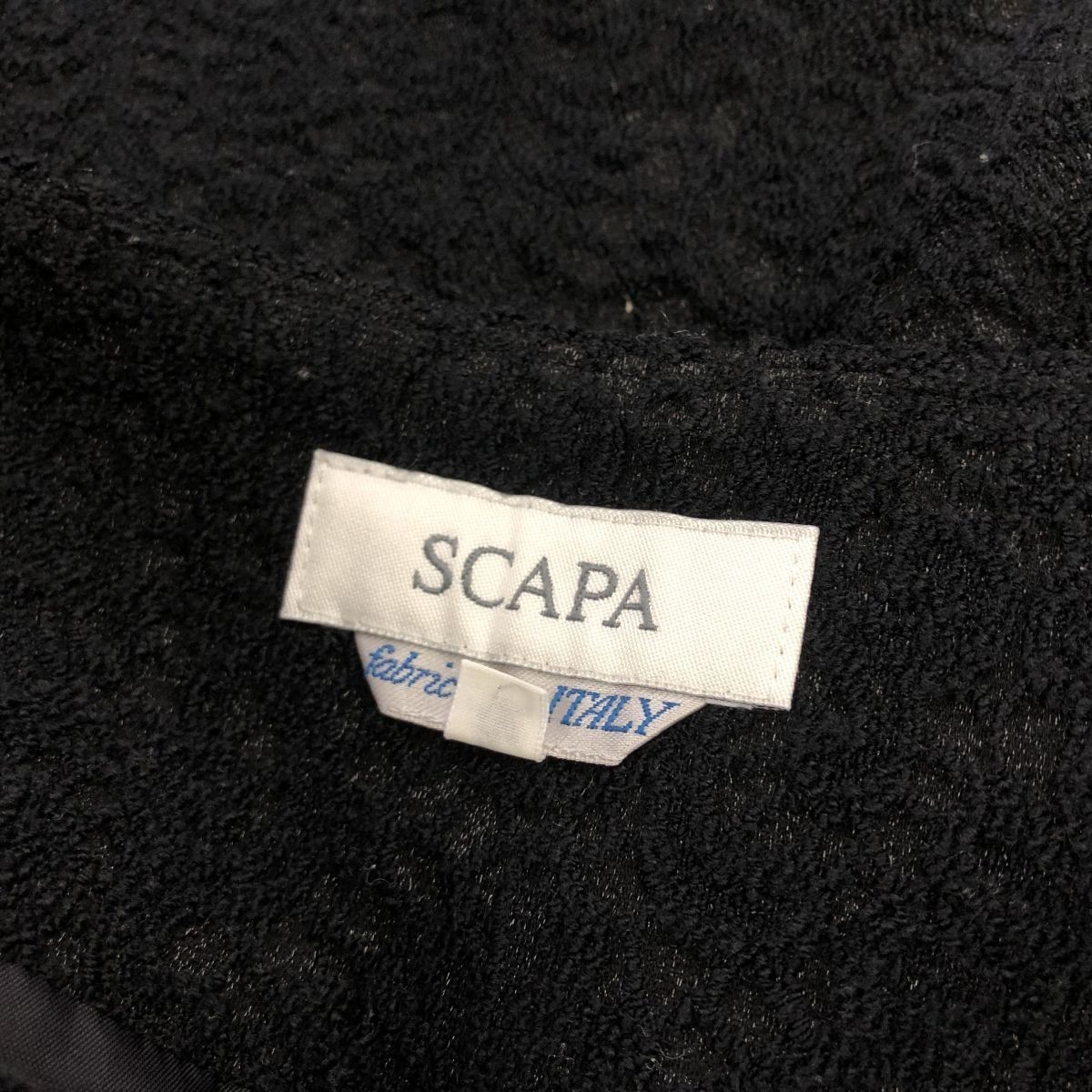 N2309-O-N◆良品◆日本製◆ SCAPA スキャパ フレアスカート タック レース ジャガード 膝丈◆size42 ブラック 黒_画像6