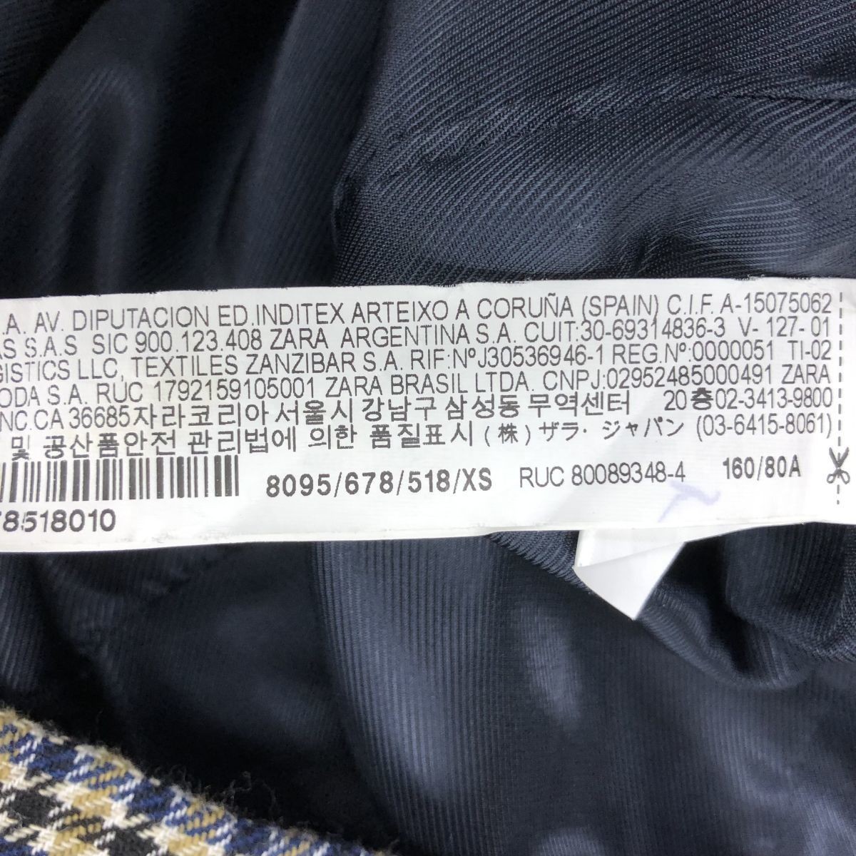 D685-F-N◆ 良品 ◆ ZARA BASIC ザラベーシック ダブルテーラードジャケット エルボーパッチ 総裏◆ sizeXS コットン 古着 レディース 秋冬_画像8