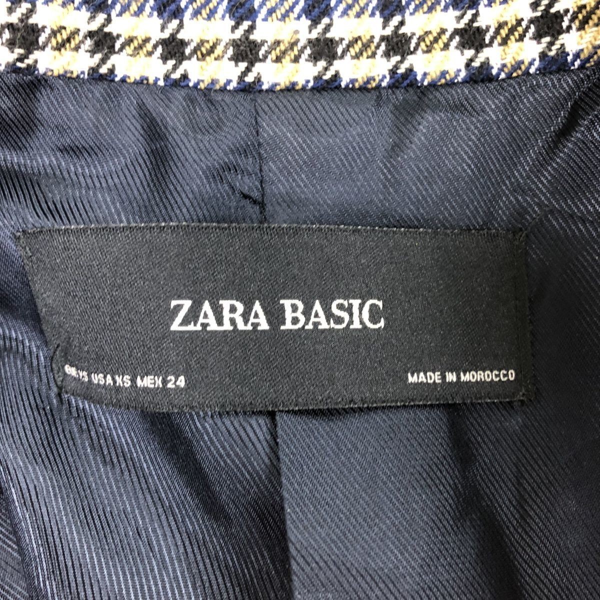 D685-F-N◆ 良品 ◆ ZARA BASIC ザラベーシック ダブルテーラードジャケット エルボーパッチ 総裏◆ sizeXS コットン 古着 レディース 秋冬_画像7