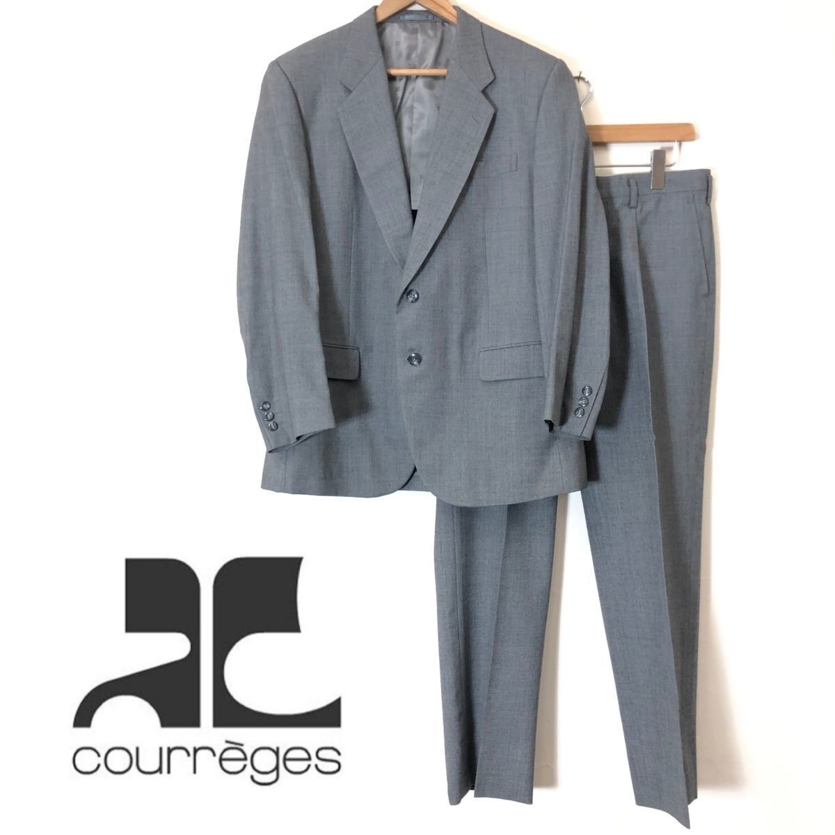 D742-F-S◆ courreges HOMME クレージュオム セットアップ スーツ テーラードジャケット シングル スラックス ◆ ウール100 古着 メンズ_画像1