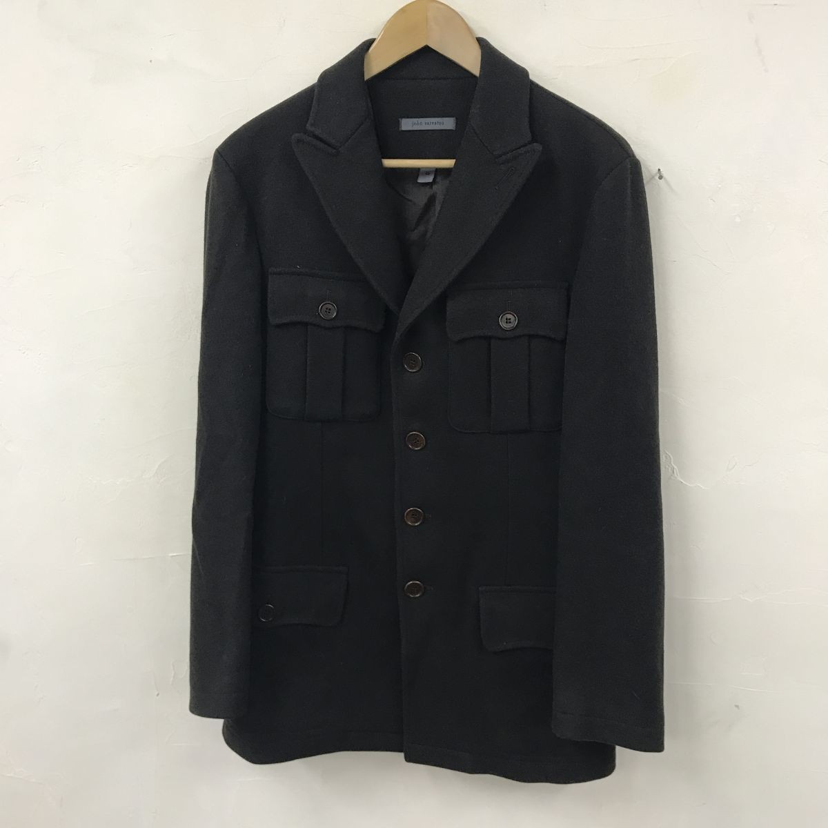 D1814-T-N◆良品◆john varvatos ジョン バルベイトス ウールジャケット ステッチ 無地◆size46 ブラウン メンズ トップス カシミヤ混_画像5